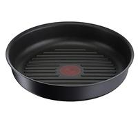 Tefal Ingenio Grill Pan 26 cm, Induction, Non-Stick Coating, Cast Aluminium, Stackable, Dishwasher Safe, Eco Resist L8584004, Black, Non-Stick