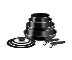 Tefal Ingenio L1549042 Easy Cook & Clean 10pcs Non-Stick Frying Pans & Saucepans CookwareSet, Black