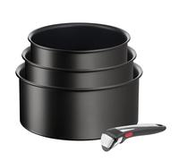 Tefal Ingenio L7679202 Set of 3 Saucepans + Removable Handle, Induction, Non-Stick Coating, Stackable, Dishwasher Safe, Made in France, Eco Resist On