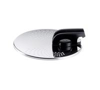 Tefal Ingenio L9829402 Stainless Steel Dish Drainer Lid Easy Storage Multi-Diameter Compatible with Ingenio L9829402 Dishwasher Safe Stainless Steel and Black Draining Lid 14-20 cm