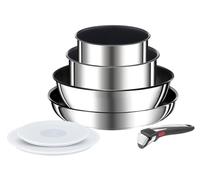 Tefal Ingenio Preference ON Saucepan Set, 7 Pieces, Stackable, Removable Handle, Space Saving, Non-Stick, Induction, Stainless Steel, L9749702