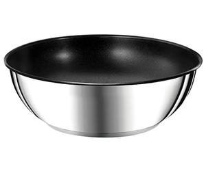 Tefal Ingenio Preference Wok Frying Pan 26 cm, Induction, Stainless Steel, Non-Stick Coating, Stackable, Dishwasher-Safe, Made in France L9737702, Grey