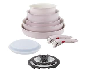 Tefal Ingenio Serenity 11-Piece Cookware Set, Full Edition, Non-Stick Coating, Induction, Stackable, Pink Clay, L830SB04