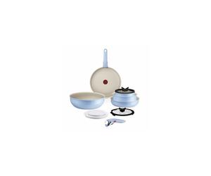 Tefal Ingenio Serenity 11-Piece Cookware Set, Mineralia Non-Stick Coating, Space-Saving, Stackable, Suitable for All Hobs, Dishwasher Safe, Calm Blue,