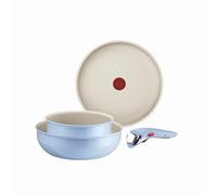 Tefal Ingenio Serenity 4-Piece Cookware Set, Mineralia Non-Stick Coating, Space-Saving, Stackable, Suitable for All Hobs, Dishwasher Safe, Calm Blue, L8274S04