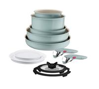 Tefal Ingenio Green 11-Piece Non-Stick Cookware Set - Induction Frying Pans, Wok, Saucepans with Glass Lids, Detachable Handles, Oven Safe, Stackable, Dishwasher Safe, L828SB04