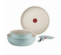 Tefal Ingenio Serenity Green Non-Stick 4-Piece Cookware Set, Stackable | Detachable Handle Holds 10 kg, Aluminium, Frying Pan, Wok, Saucepan, Induction, Oven Safe, L8284S04