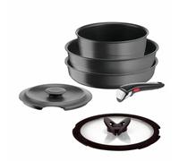 Tefal Ingenio Set of 6 Induction, Cast Aluminium, Frying Pan, Wok + Glass Lid, Casserole + Cast Iron Lid, Removable Handle, Dishwasher Safe, Inspiration L867S604