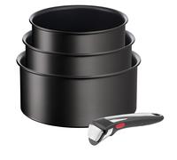 Tefal Ingenio Unlimited ON 4 Piece Non-Stick Induction Saucepan Set, 16&18&20 cm Saucepans, 1 Bakelite Removable Handle, Easy Cleaning, Heat