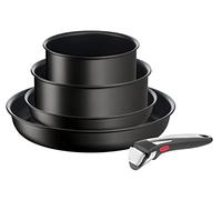 Tefal Ingenio Unlimited On 5 Piece Set, Pots & Pans Set, Stackable, Easy Cleaning, Bakelite Removable Handle, Non-Stick Coating, Heat Indicator, Induction, Black, L3959543