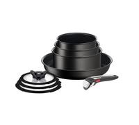 Tefal Ingenio Unlimited ON 8 Piece Non-Stick Induction Pan Set, 28 cm Frying Pan, 16&18&20 cm Saucepans, 16&18&20 cm Glass Lids, 1 Bakelite Removable