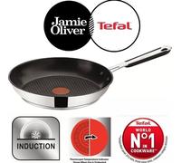 Tefal Jamie Oliver 28cm Frying Pan Stainless Steel - Non-Stick for All Hob Types
