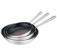 Tefal Jamie Oliver Brushed E011S3 Pan Set, Stainless Steel, red