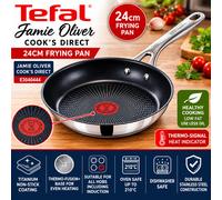 Tefal Jamie Oliver Cook's Direct Stainless Steel Frying Pan, 24 cm, E3040444