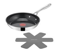 Tefal Jamie Oliver Direct Cook 24 cm Frying Pan, Stainless Steel, Ceramic Non-Stick Coating + Pan Protector, H880S234