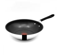 Tefal Jamie Oliver E30 Stainless Steel Wok with Non-Stick Coating, High Rim, Oven Safe, Riveted Handle, 28 cm