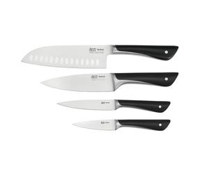 Tefal Jamie Oliver Kitchen Knives Set, 4 Pieces: Santoku, Chef, Utility, Paring Knives, German Stainless Steel, Durable Sharp Blades, Comfortable