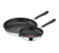 Tefal Jamie Oliver Quick & Easy Stainless Steel E303S244 2-Piece Induction Frying Pan Set, Silver, 20 & 28 cm