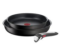 Tefal L39598 Ingenio Unlimited On 3-Piece Pan Set | Stackable | Non-Stick Coating | Suitable for Induction Cookers | Thermal Signal Temperature Indicator | Black