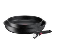 Tefal L39990 Ingenio Black Stone 3-Piece Pan Set | Stackable | Non-Stick Coating | Suitable for Induction Cookers | Thermal Signal Temperature