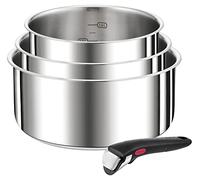 Tefal L898S4 Ingenio Preference 4-Piece Casserole Set | Stackable | Space Saving Stainless Steel | Suitable for Induction Cookers | Stainless