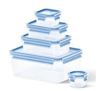 Tefal Master Seal Fresh 5 Piece Food Storage, 0.15/0.25/0.55/1L/3.7L, Clear/Blue