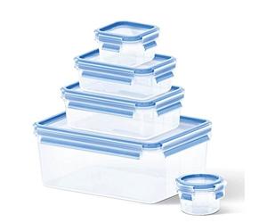 Tefal Master Seal Fresh 5 Piece Food Storage, 0.15/0.25/0.55/1L/3.7L, Clear/Blue