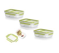 Tefal Master Seal to Go Yoghurt Box Inserts Food Storage, Clear/Green, 0.6 Litre TRIPLE PACK
