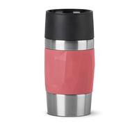 Tefal N2160410 Insulated Pink Mug 0.3 L, Double-Walled Insulation, Holds Hot Drinks 3 h, Cool 6 Hours, Stainless Steel, Silicone Coated, Travel Mug Compact