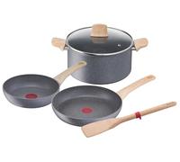 Tefal Natural Force G2669282 Set of 5 Cooking Pot 24 cm + Frying Pan 20/24 cm + Spatula, Induction, Non-Stick Coating, Thermo-Signal, Healthy Cooking, Made in France, Natural Force
