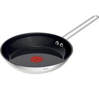 Tefal Nordica H8710455 Stainless Steel Ceramic Pan 24 cm Non-Stick Coating, Integrated Thermal Signal Temperature Indicator, Suitable for All Hobs (Gas, Electric, Ceramic, Induction), Stainless Steel