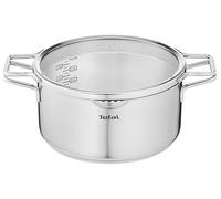 Tefal Nordica Saucepan 24 cm Stainless Steel, 5 Litre Capacity, Full Induction Technology, Minimalist Design, Glass Lid, Suitable for Gas, Ceramic, Electric and Induction, Oven Safe