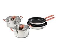 Tefal Opti'Space 4-Piece Pots and Pans Set, Stainless Steel, Stackable, Non-Stick, G720S604