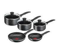 Tefal Origins Stone 5 Piece, Non-Stick, Pots & Pan Set, All Hobs Compatible Except Induction, (16/18/20CM Saucepans with Glass lids, 20/24CM Frying Pans)