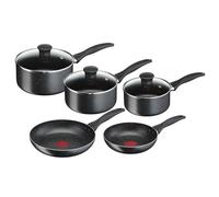 Tefal Origins Stone 5 Piece, Non-Stick, Pots & Pan Set, All Hobs Compatible Except Induction, (16/18/20CM Saucepans with Glass lids, 20/24CM Frying P