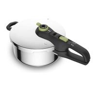 Tefal Secure Trendy P2580400 Pressure Cooker 4 L,2-Stage Cooker Intensive Level 117 °C,Gentle Level 112 °C,Induction Capsule Base,Suitable for All Cookers,Short Side Handle,Black,Green