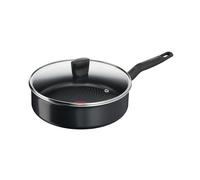 Tefal Start'Easy C26732 Sauté Pan with Cover 24 cm Aluminium Titanium Non-Stick Coating Thermo-Signal Technology Thermo-Fusion Base for All Hob Types Includes Induction Black