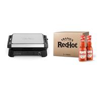 Tefal Supergrill XL Indoor Electric Grill Bundle & Frank’s RedHot Original Cayenne Pepper Sauce (2 x 148ml) | Adjustable Thermostat, Non-Stick Dishwasher-Safe Plates, High-Heat Searing