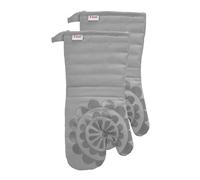 Tefal T-FAL Textiles 2-Pack Medallion Design 100-Percent Cotton and Silicone Thumb, Gray, Oven Mitts