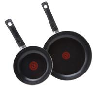 Tefal Taste Twin Pack 20cm & 28cm Aluminium Non-Stick Frying Pans - Thermospot Indicator, PTFE, Dishwasher Safe - Black B189S244