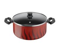 Tefal Tempo Flame 30cm Stewpot with Lid, 3L, Red, Non-Stick, Aluminium, 2.37kg, True