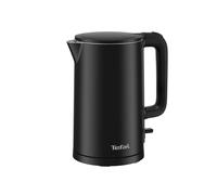 Tefal Thermo Protect Electric Kettle, Safe to Touch, 1500W, Automatic Shut-Off with Indicator Light, Black and Stainless Steel Interior, KO1408E0