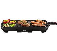 Tefal Tischgrill Malaga TG3918 | Elektrogrill | Regelbarer Thermostat | Antihaftbeschichtete Grillplatte, 2/3 Grill, 1/3 Teppanyaki | Abnehmbares Kabel | Platte+Abtropfschale spülmaschinenfest | 2000W