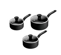 Tefal Titanium Essential Non-Stick 3-Piece Pan Set, Saucepans and Lids