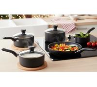 Tefal Titanium Essential 5pc Set: Saucepan 16/18/20 cm + Lids, Milkpan 14cm & Frying pan 24 cm, Non-Stick Coating, Metal Safe, All Hobs Compatible Except Induction, B941S544