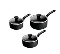 Tefal Titanium Essential Set 3 pcs, saucepans 16/18/20 cm + Lids, Milkpan 14cm & Frying pan 24 cm, Non-Stick Coating, Metal Safe, All Hobs Compatible Except Induction, B941S344