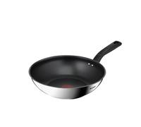 Tefal Titanium Max 28 cm Stainless Steel Wok Pan, Long Lasting Non Stick, Smart Cooking Signal Technology - Suitable for All Hobs + Induction