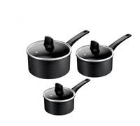 Tefal Titanium Stone Induction Non-Stick 3pc Set: Saucepan 16/18/20cm + 3 Matching lids