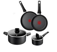 Tefal Titanium Stone Induction Non-Stick 4pc Set: Frying pan 20/26cm, Saucepan 16cm & Stewpot 24cm + lid, High-Performance Non-Stick Coating, Metal Safe, All Hobs Including Induction, E105S445