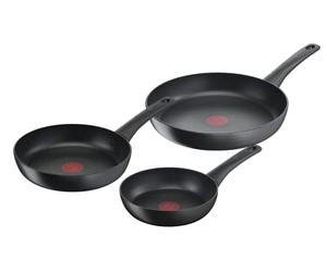 Tefal Ultimate On G2609072 Set of 3 Pans 20/24/28 cm with Very Robust Coating, Thermal Signal, Thermal Fusion, Deep Shape, All Hob Types, Oven-Safe, PFOA-Free, Black